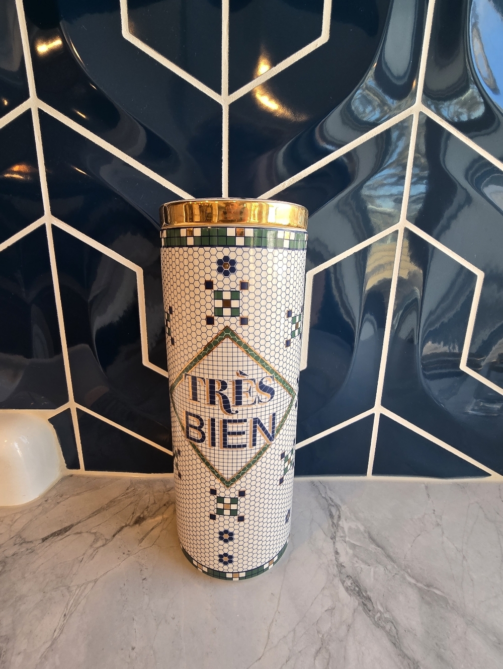 Anthropologie Tres Bien Bistro Tile Canister Kitchen Storage